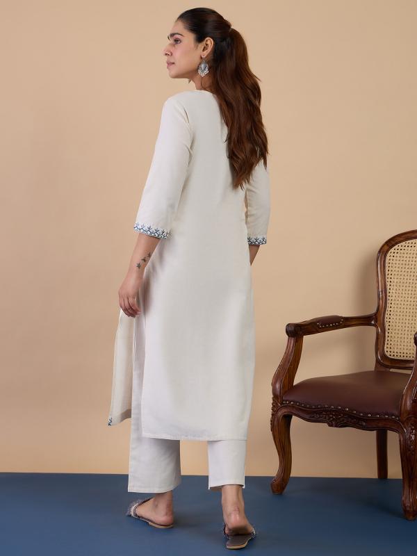 VP 9846 W Women’s Cotton Embroidery Straight Kurta Pant, 2pc Kurta Set